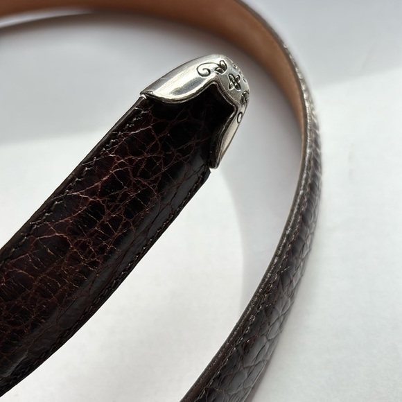 Brighton Belt Brown Leather Medium 3 Dangle Charms Heart Horseshoe Cross B10078 - Picture 4 of 11